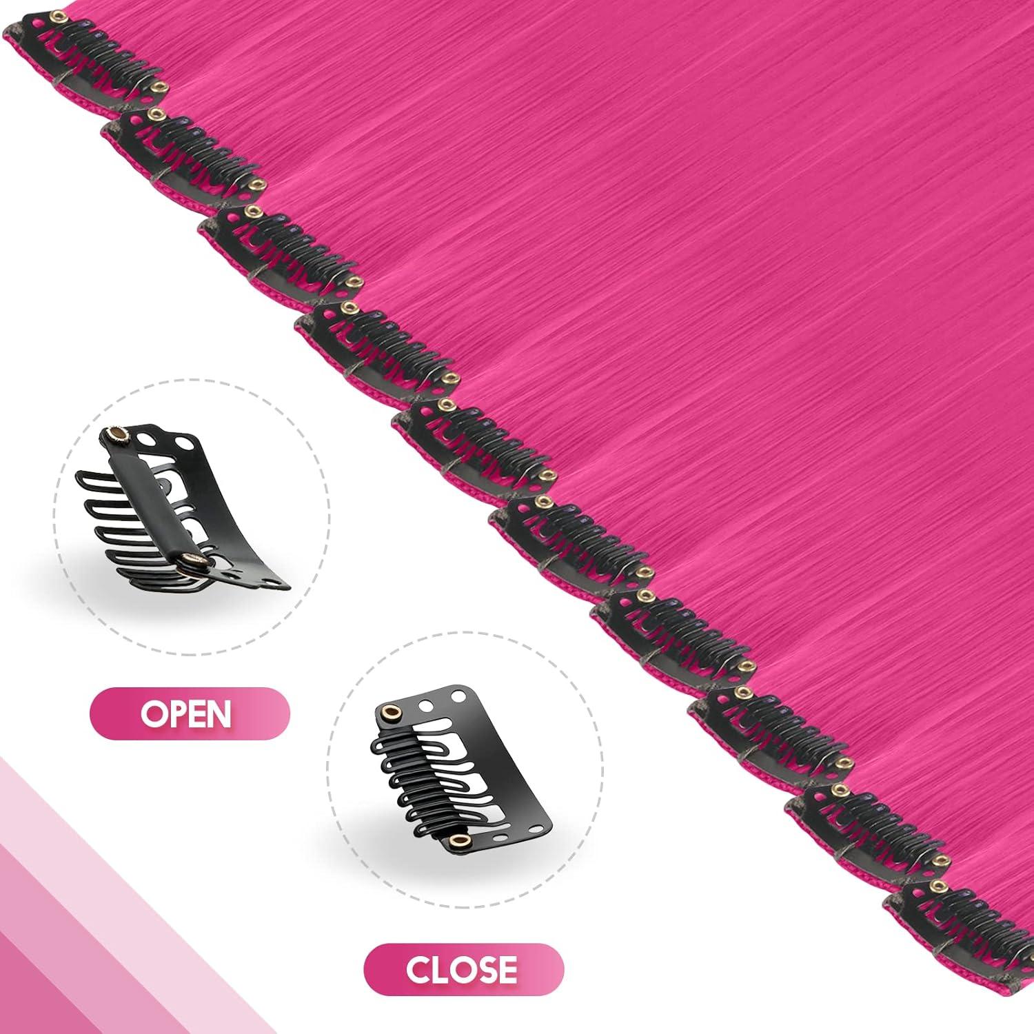 imageFESHFEN Clip in Hair Tinsel 12 PCS Skyblue Clip ins Glitter Tinsel Hair Extensions Sparkle Fairy Dazzle Blue Colorful Accessories Kit for Women 20 InchHot Pink 10 PCS