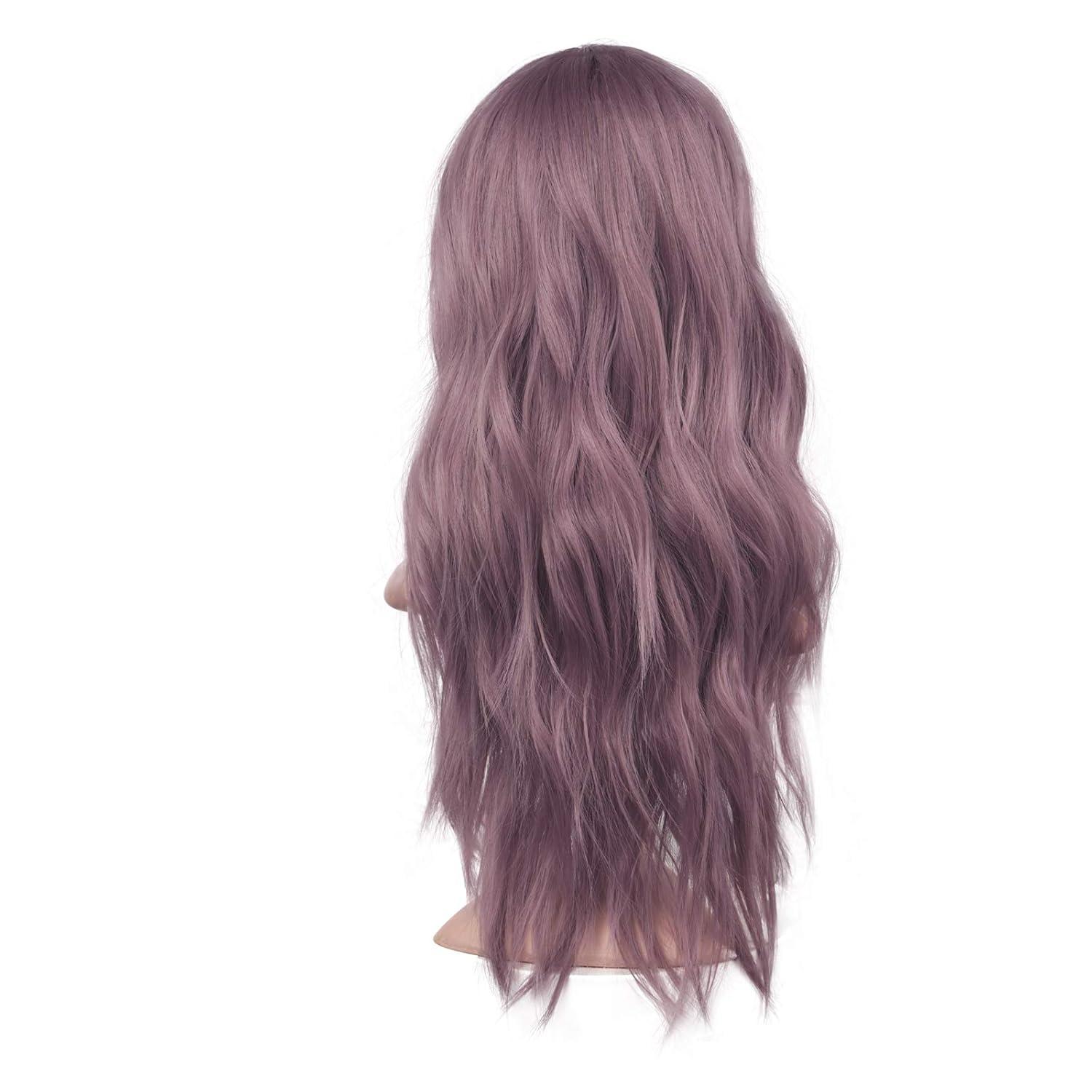 imageFESHFEN Long Dirty Blonde Wigs for Women 22 inch Middle Parting Synthetic Wavy Wig for Daily PartyLilac PurpleMiddle Parting