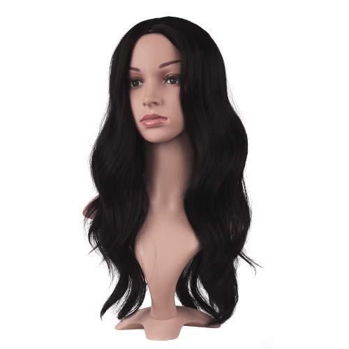 imageFESHFEN Long Dirty Blonde Wigs for Women 22 inch Middle Parting Synthetic Wavy Wig for Daily PartyNatural Black