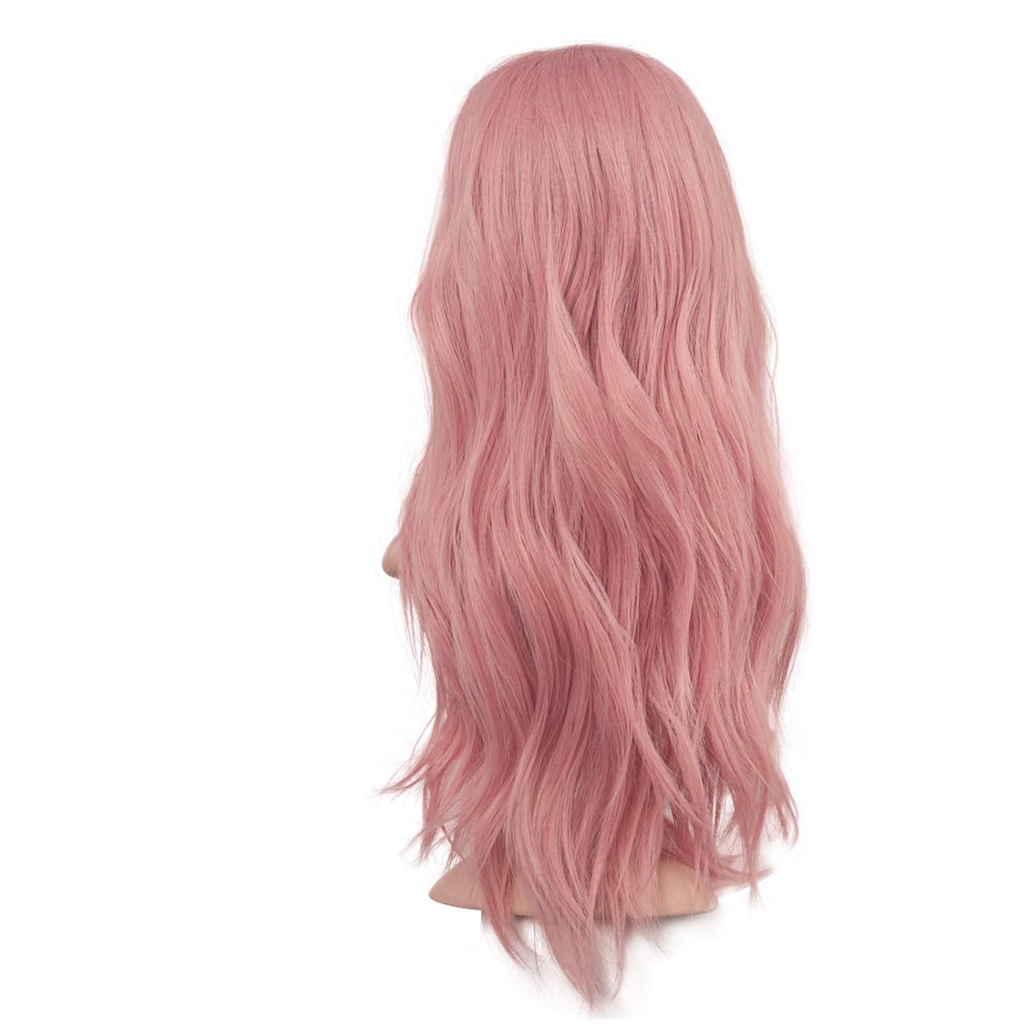imageFESHFEN Long Dirty Blonde Wigs for Women 22 inch Middle Parting Synthetic Wavy Wig for Daily PartyPink