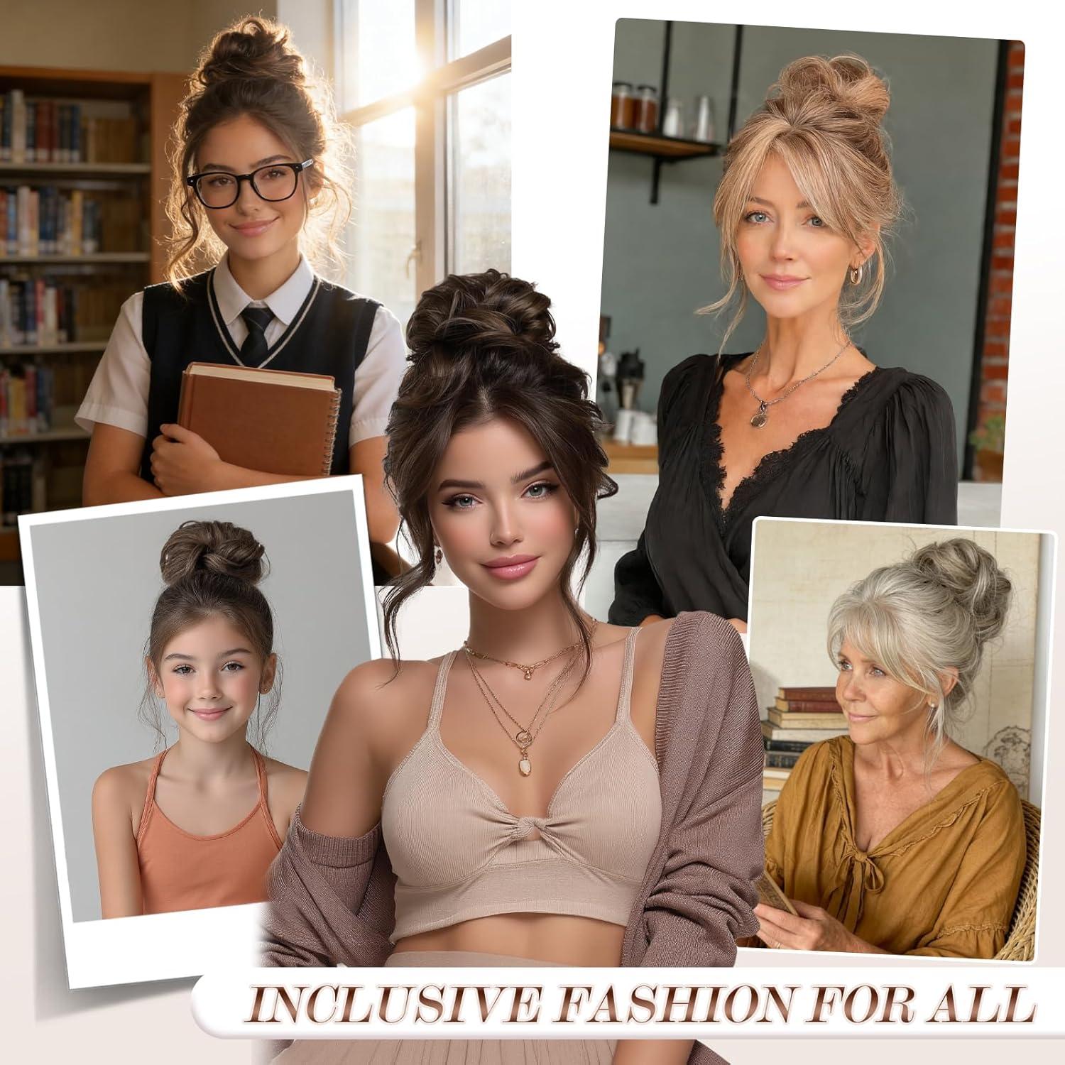 imageFESHFEN Messy Bun Hair Piece Wavy Synthetic Chignon Scrunchies for Instant Volume Elastic Bun Ponytail Hair Extensions Thick Hairpieces for Women Black Gray and White Tips 150 oz6A88A02D Salt and Pepper
