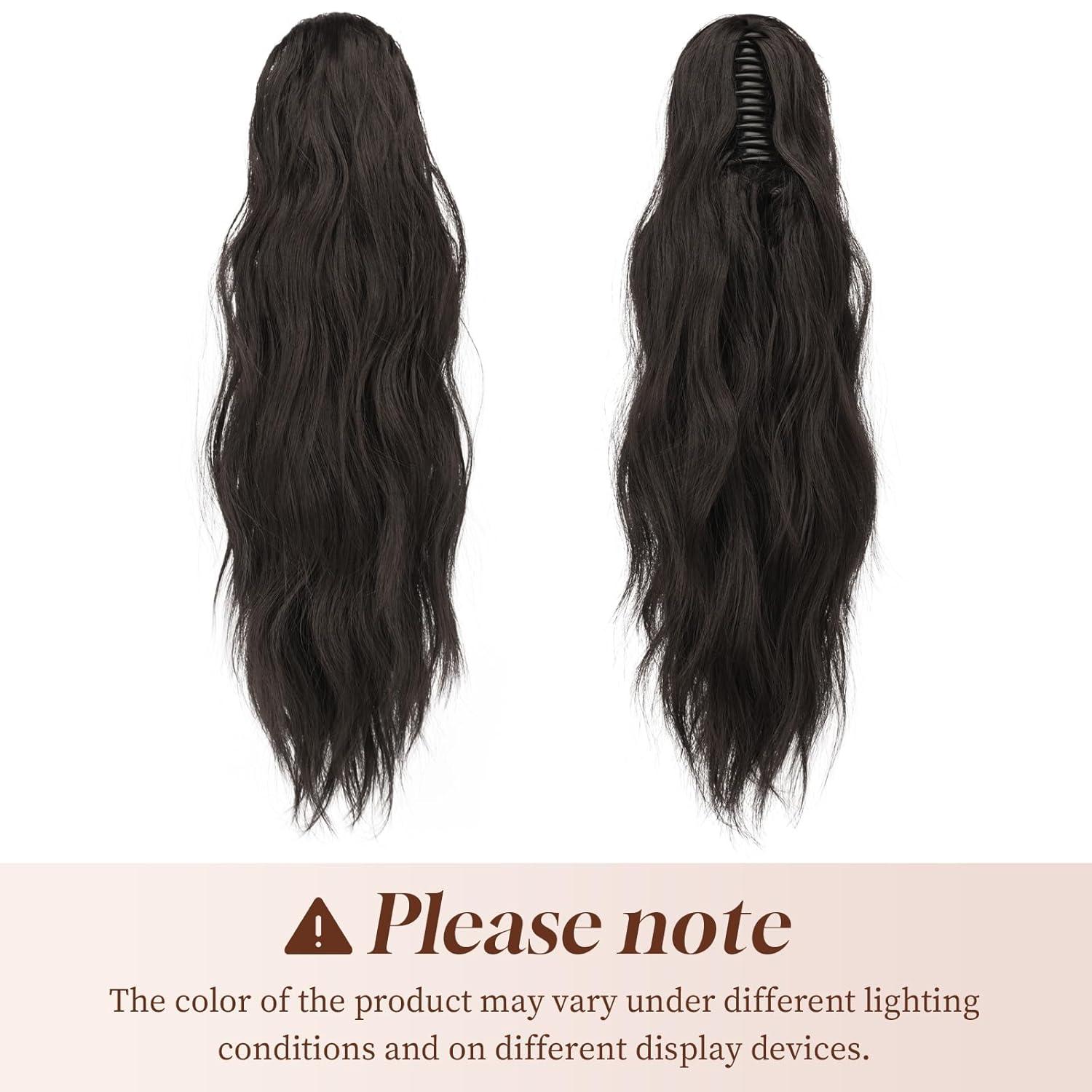 imageFESHFEN Ponytail Extensions Long Claw Clip in Ponytail Hairpiece Synthetic Pony Tails Hair Piece Natural Wavy Hairpieces for Women 20 inch Dirty BlondeBlack Brown