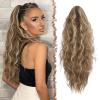 imageFESHFEN Claw Clip Ponytail Extensions  Long Pony Tail Hair Piece Wavy Curly Synthetic Hairpieces for Women Dark Brown 26 inch12H29 Light Brown  Blonde
