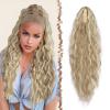 imageFESHFEN Claw Clip Ponytail Extensions  Long Pony Tail Hair Piece Wavy Curly Synthetic Hairpieces for Women Dark Brown 26 inch16H613 Dirty Blonde
