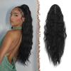 imageFESHFEN Claw Clip Ponytail Extensions  Long Pony Tail Hair Piece Wavy Curly Synthetic Hairpieces for Women Dark Brown 26 inch1B Black