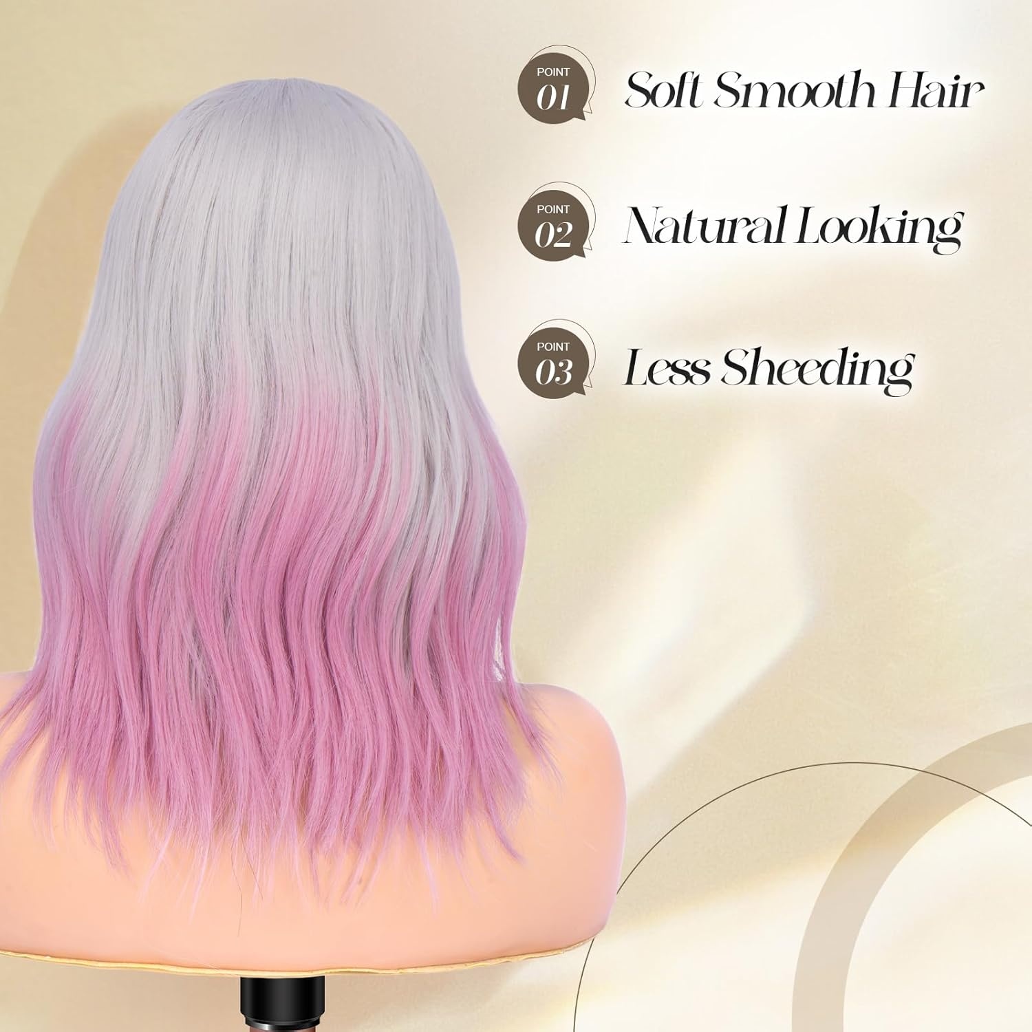 imageFESHFEN Shoulder Length Wigs with Bangs Natural Looking Wavy Medium Length Synthetic Hair Bob Wig for Women Daily Party Use 14 inch Copper RedOmbre Light Purple