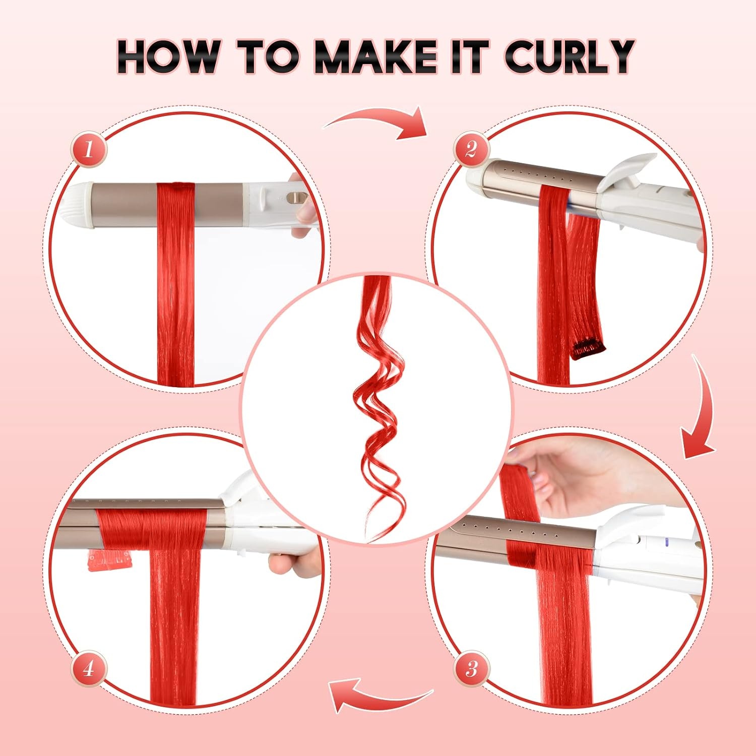 image:imageFESHFEN Leopard Printed Clip in Hair Extensions 6PCS Red Long Synthetic Straight Clip in Hair Extensions Stripe Printed Hairpiece Colorful Accessories for Women 18 InchRed 10 PCS