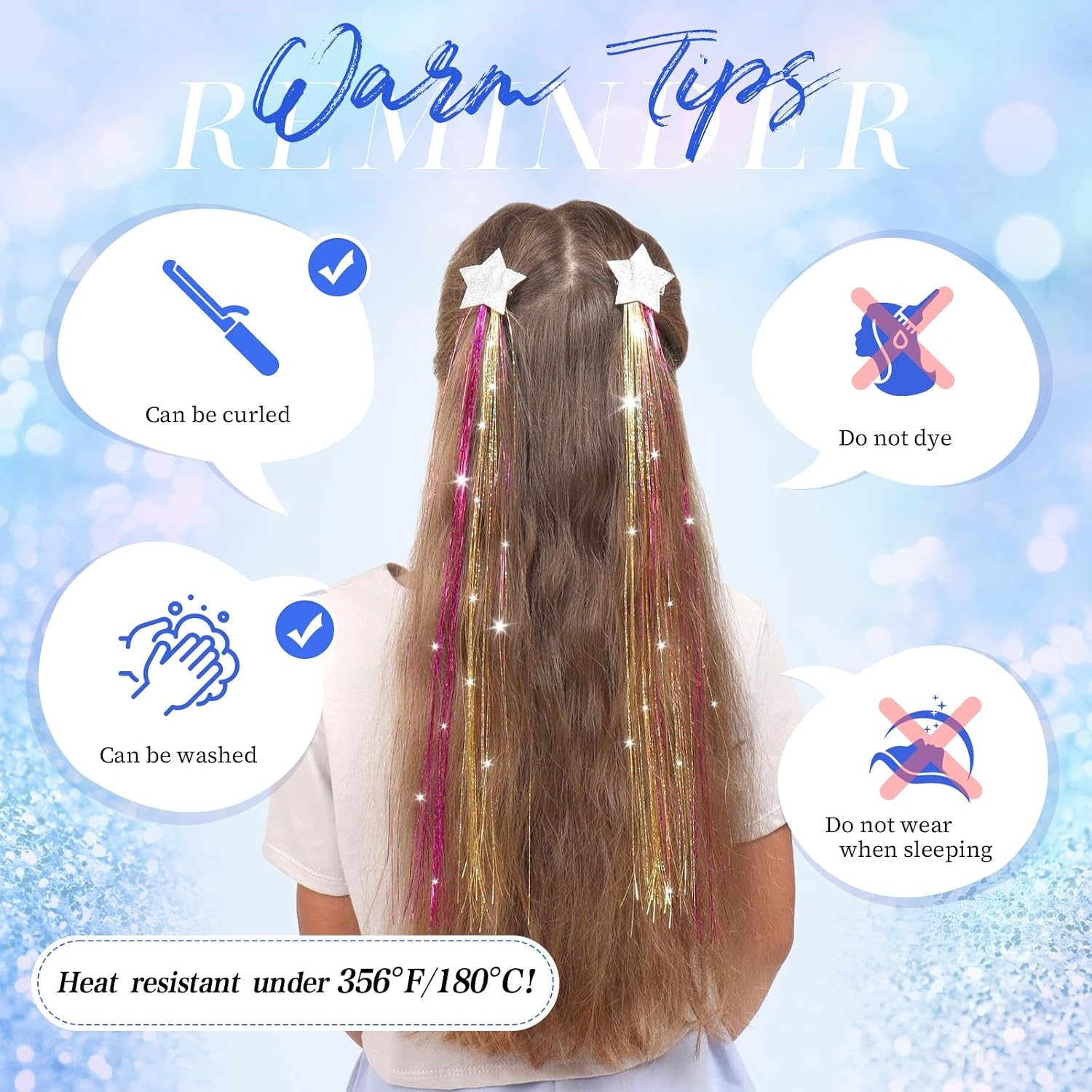 image:imageFESHFEN Leopard Printed Clip in Hair Extensions 6PCS Red Long Synthetic Straight Clip in Hair Extensions Stripe Printed Hairpiece Colorful Accessories for Women 18 InchLilac Purple 12 PCS