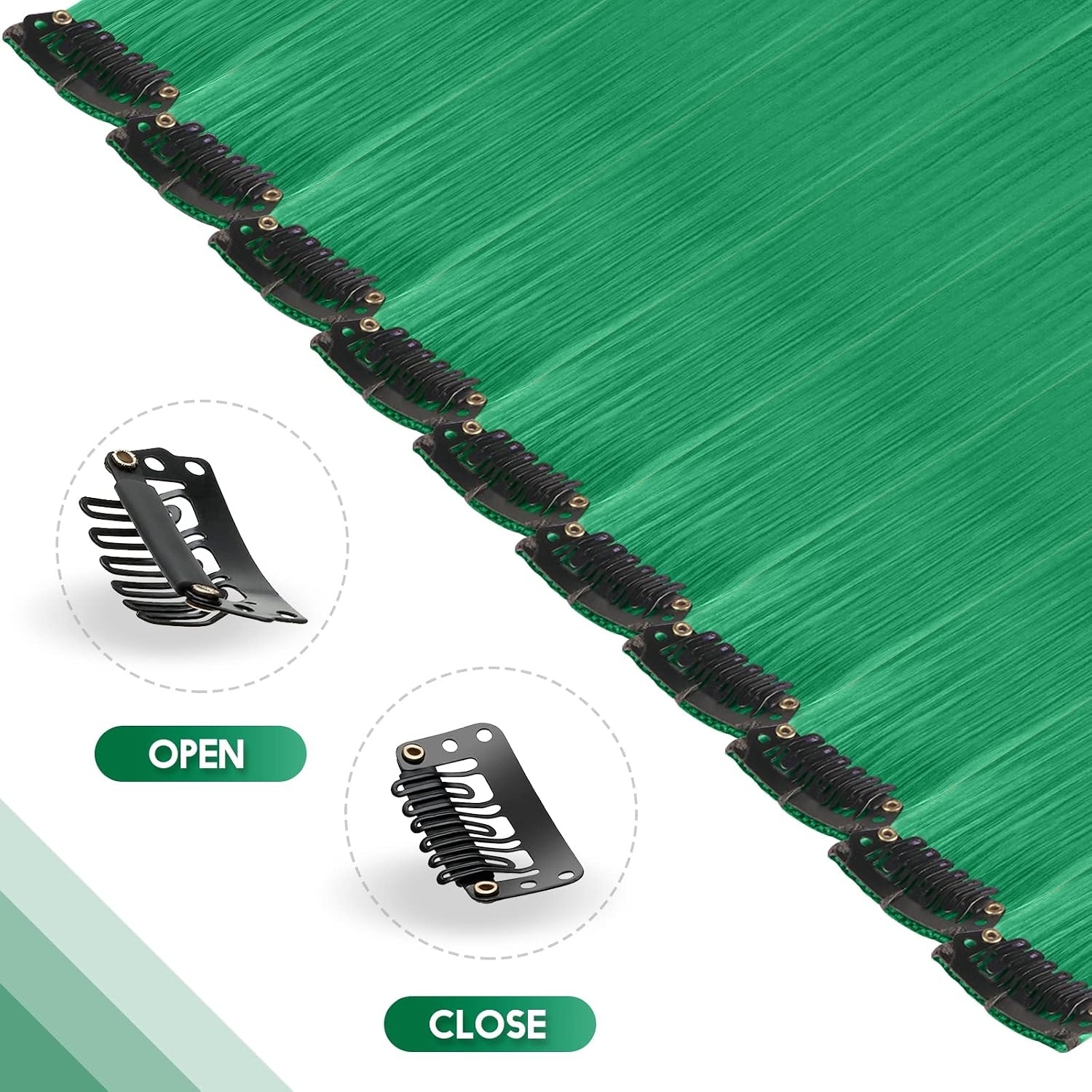 image:imageFESHFEN Leopard Printed Clip in Hair Extensions 6PCS Red Long Synthetic Straight Clip in Hair Extensions Stripe Printed Hairpiece Colorful Accessories for Women 18 InchGreen 10 PCS