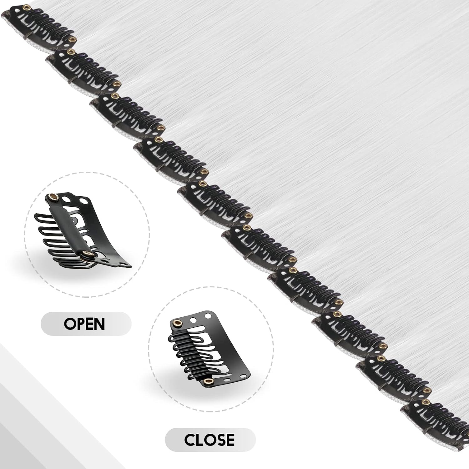 image:imageFESHFEN Leopard Printed Clip in Hair Extensions 6PCS Red Long Synthetic Straight Clip in Hair Extensions Stripe Printed Hairpiece Colorful Accessories for Women 18 InchSilver Gray 10 PCS