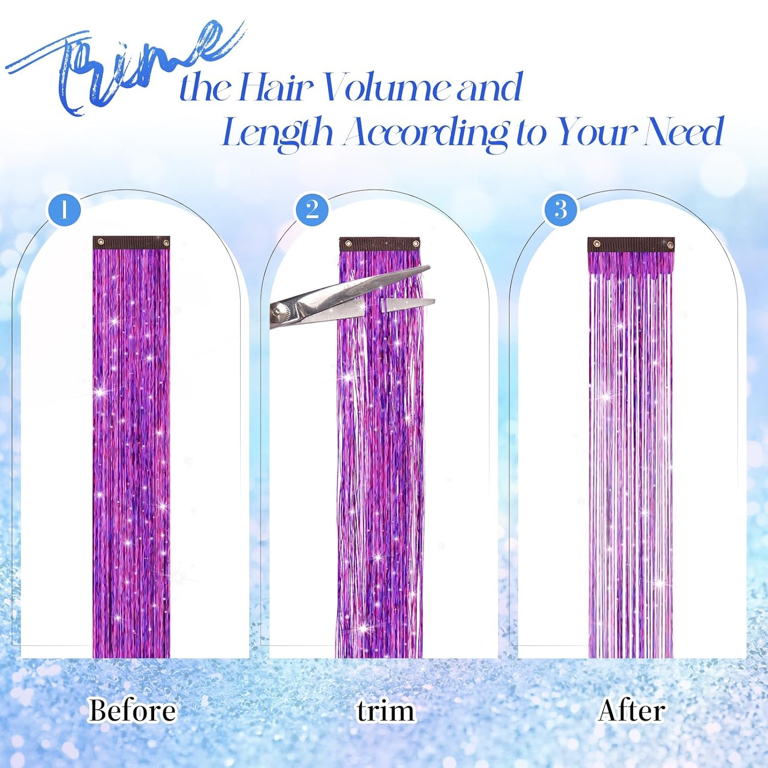 image:imageFESHFEN Leopard Printed Clip in Hair Extensions 6PCS Red Long Synthetic Straight Clip in Hair Extensions Stripe Printed Hairpiece Colorful Accessories for Women 18 InchLilac Purple 12 PCS