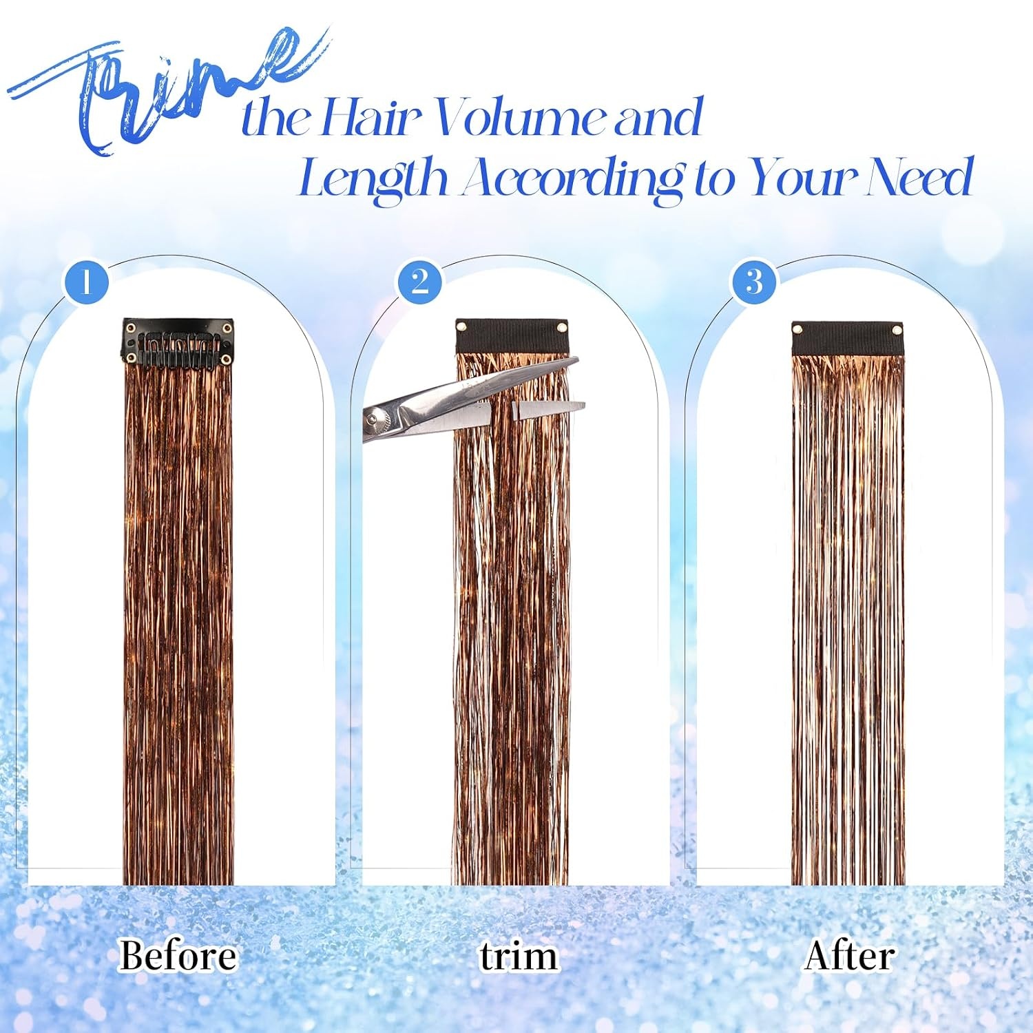 image:imageFESHFEN Leopard Printed Clip in Hair Extensions 6PCS Red Long Synthetic Straight Clip in Hair Extensions Stripe Printed Hairpiece Colorful Accessories for Women 18 InchCoffeebrown 12 PCS