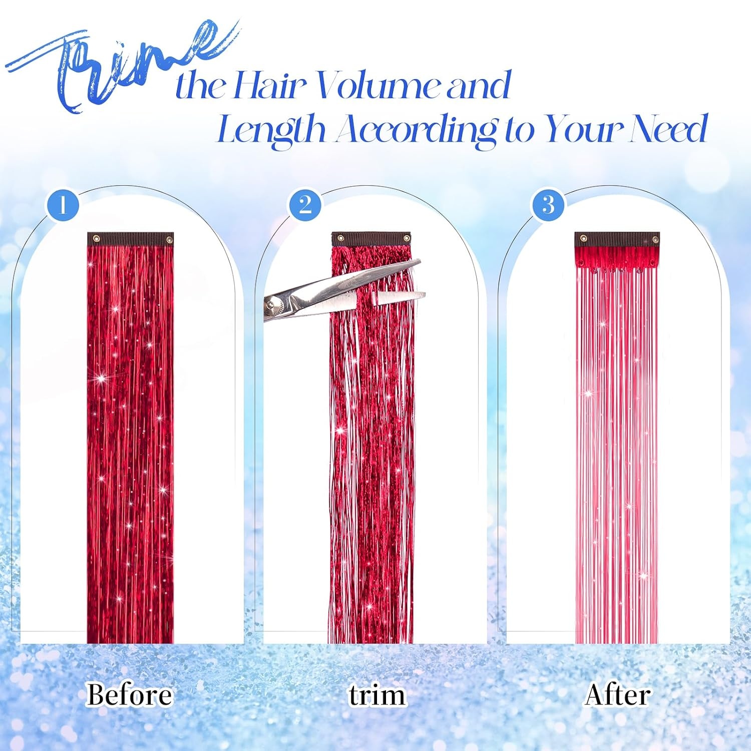 image:imageFESHFEN Leopard Printed Clip in Hair Extensions 6PCS Red Long Synthetic Straight Clip in Hair Extensions Stripe Printed Hairpiece Colorful Accessories for Women 18 InchRed 12 PCS