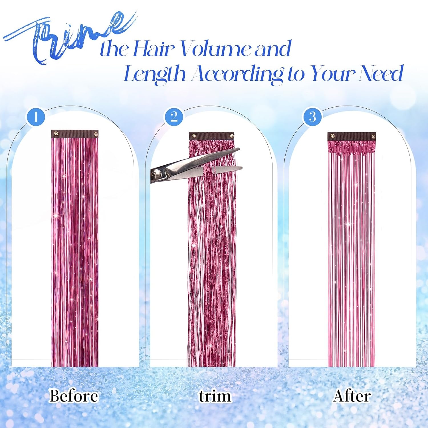 image:imageFESHFEN Leopard Printed Clip in Hair Extensions 6PCS Red Long Synthetic Straight Clip in Hair Extensions Stripe Printed Hairpiece Colorful Accessories for Women 18 InchPink 12 PCS
